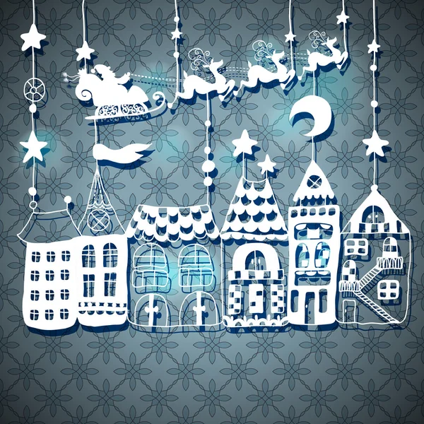 Carte Nouvel An avec Père Noël — Image vectorielle