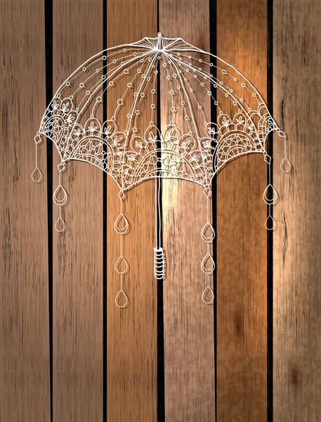 Bellissimo ombrello su legno — Vettoriale Stock