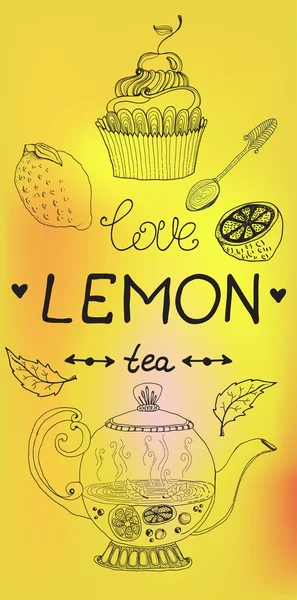 Vyznání lásky citron čaj — Stockový vektor