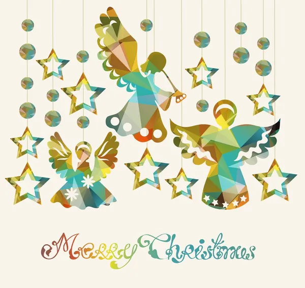 Merry christmas card met engelen — Stockvector