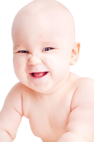 Bébé aux yeux bleus souriant — Photo