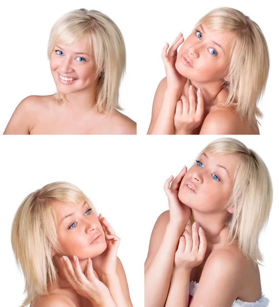 Beauty set with young lady with blond hair — Stock Photo, Image