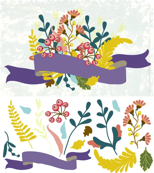 Retro flowers, Cute floral bouquet — Stock Vector