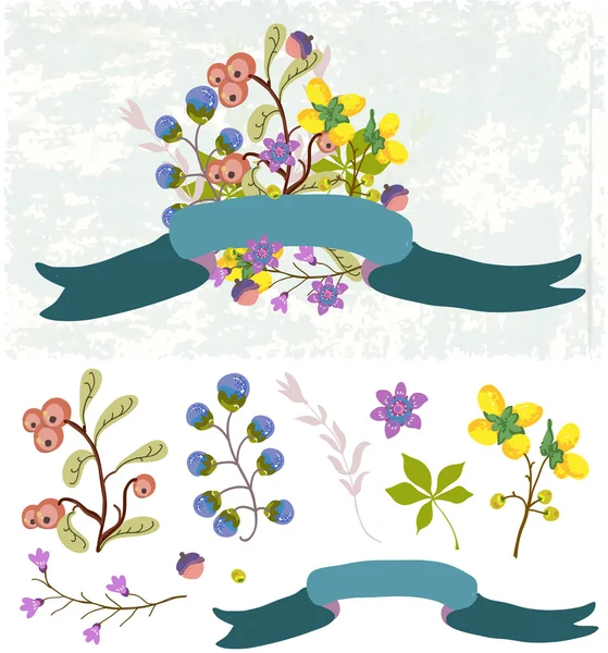 Flores retro, ramo de flores lindo — Archivo Imágenes Vectoriales