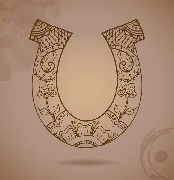Horseshoe with floral ornament — Stock Vector