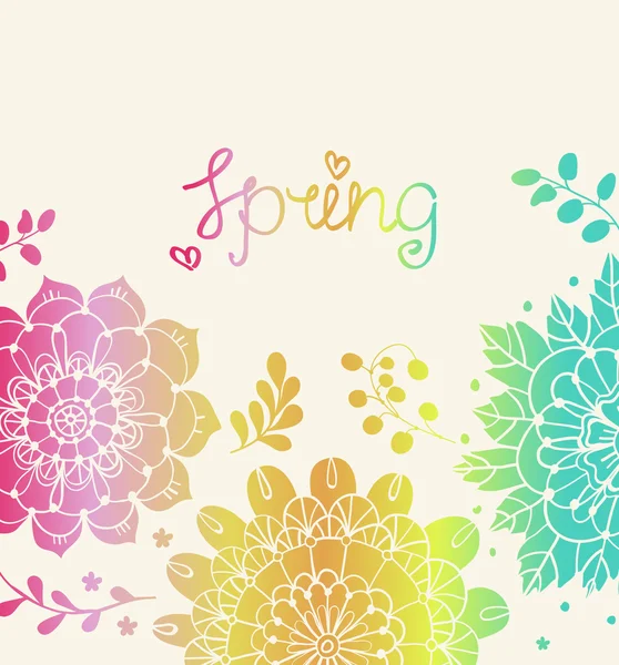 Natural floral background with Spring lettering — Stock Vector
