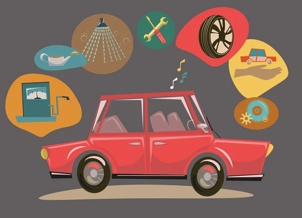 Retro coche de dibujos animados — Vector de stock