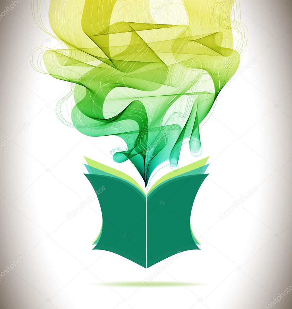 Abstract colorful background book icon and wave