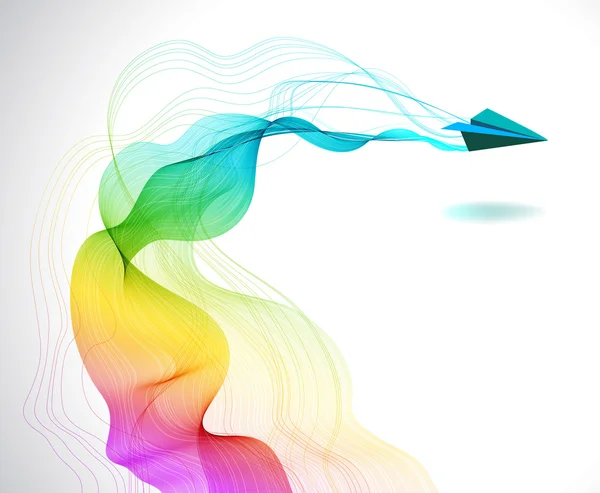 Fond de couleur abstrait avec avion en papier — Image vectorielle
