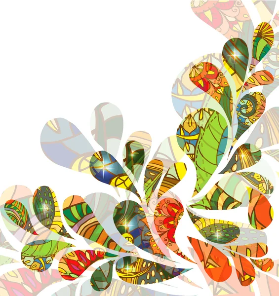 Astratto sfondo colorato goccia con elementi floreali — Vettoriale Stock