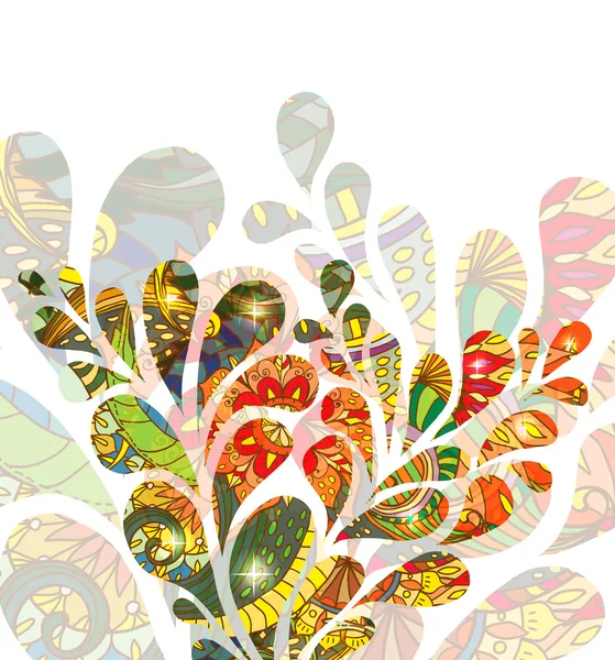 Fondo de gota colorido abstracto con elementos florales — Vector de stock