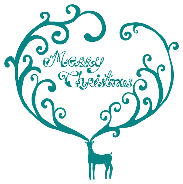 Weihnachtlicher Hirsch mit frohem Weihnachtstext — Stockvektor