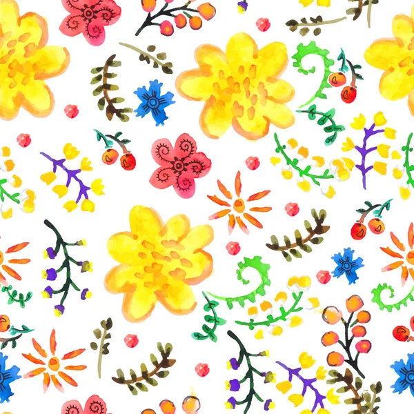 Lumineux sans couture aquarelle couleur fond floral — Image vectorielle