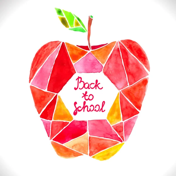 Watercolor beautiful mosaic red apple — Stock Vector