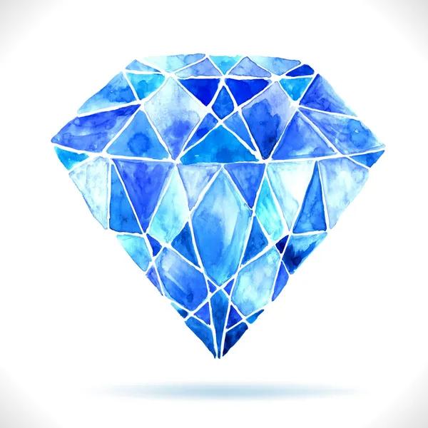 Acuarela hermoso diamante azul — Vector de stock