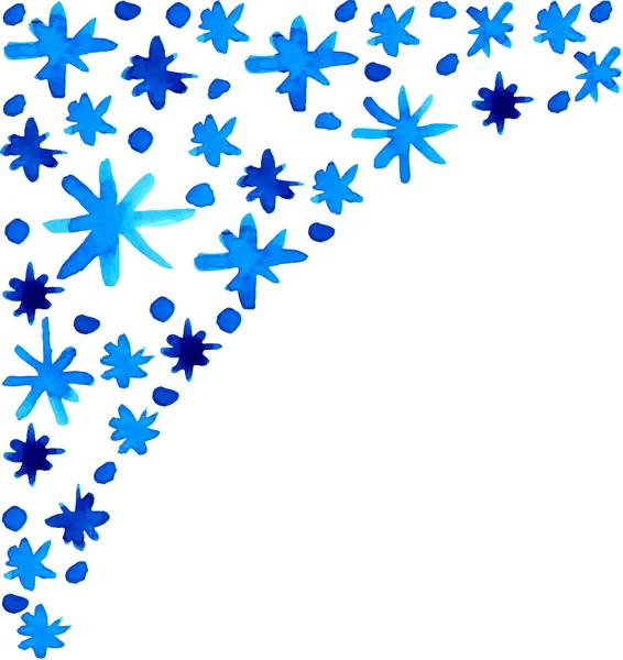 Ακουαρέλα όμορφη μπλε νιφάδες χιονιού φόντο — Διανυσματικό Αρχείο