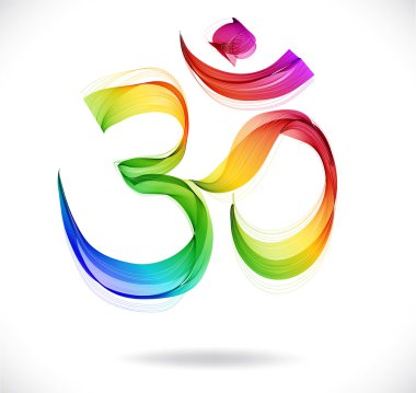 Abstract colorful OM sign over white