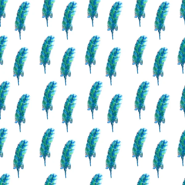 Watercolor seamless pattern with feather — Stock Photo, Image