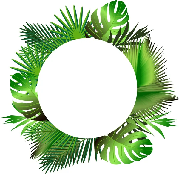 熱帯の緑の葉の図 — ストックベクタ