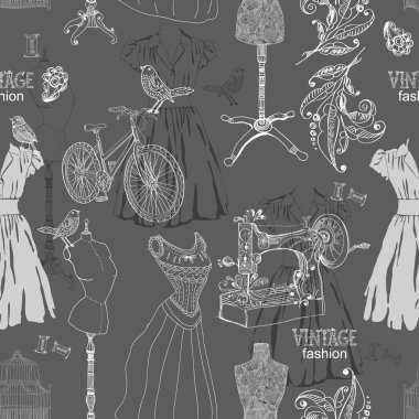 Vintage seamless modeli - moda ve dikiş
