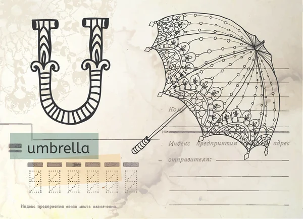 Alfabeto Vintage sobre tarjeta retro — Archivo Imágenes Vectoriales