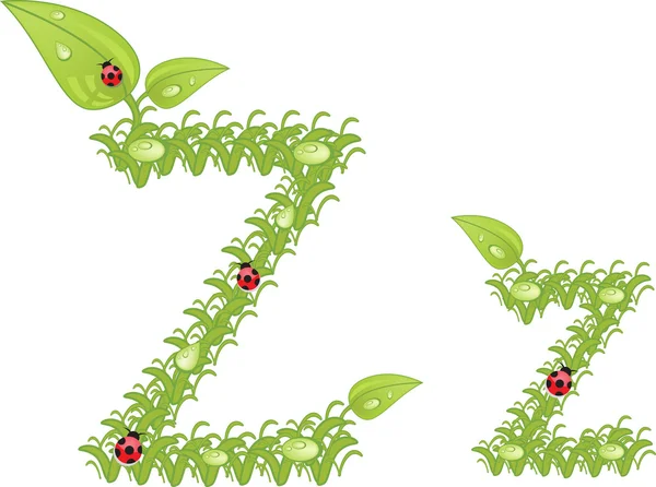 Yeşil harf z, uğur böceği, vektör — Stok Vektör