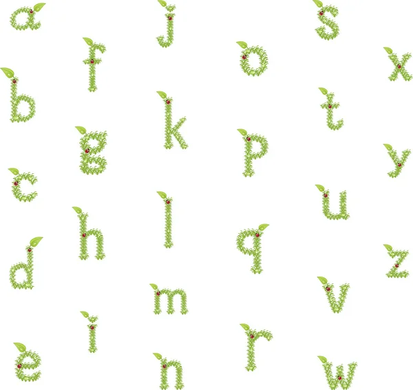 Шрифт зеленого листя. Векторні ілюстрації . — стоковий вектор