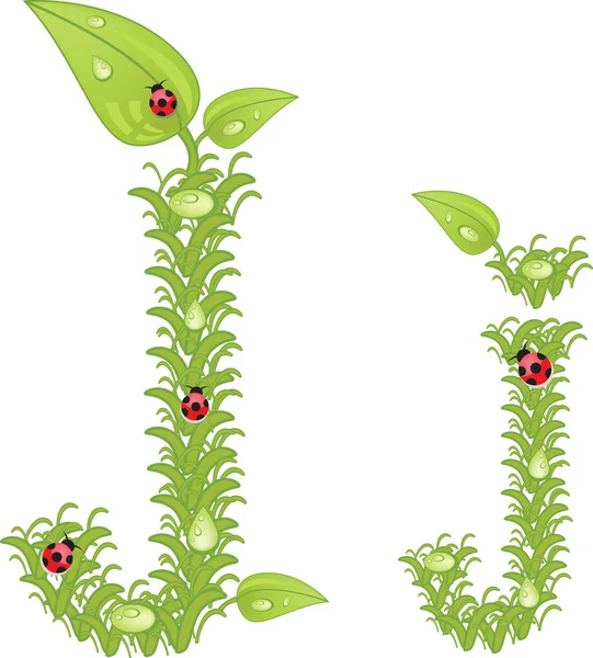 Екологічна абетка, зелена квіткова літера з сонечком, вектор — стоковий вектор
