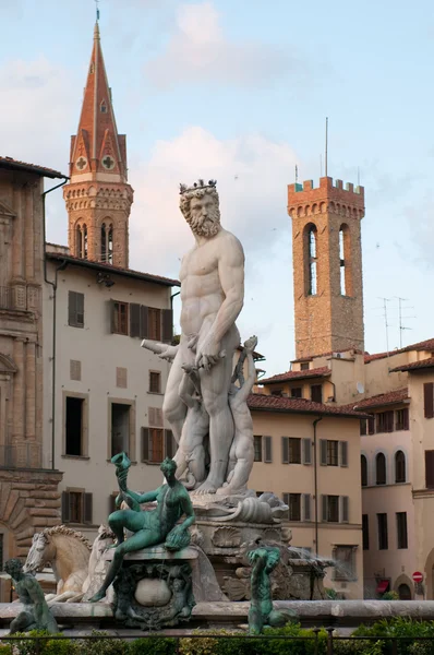 Neptün Çeşmesi olarak piazza della signoria, florence, Toskana, İtalya. — Stok fotoğraf