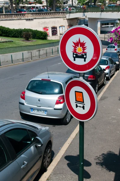 Road sign in Bastia, Corsica. France. — Stock Photo, Image