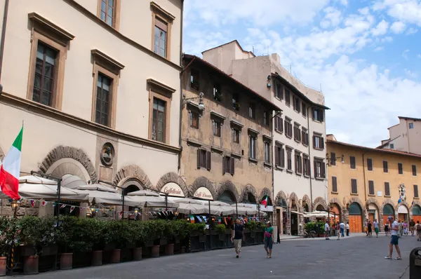 Sokak restoranlar piazza della signoria. Florence, Toskana, İtalya. — Stok fotoğraf
