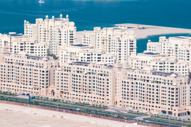View on apartments house on artificial island Palm Jumeirah, Dubai, United Arab Emirates clipart