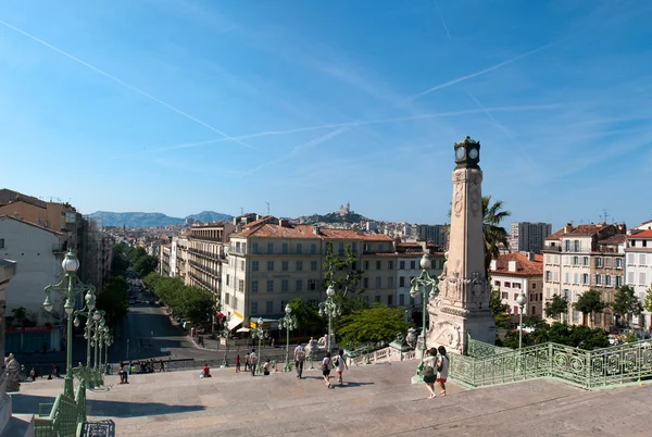 Panorama of stairway to Saint Charles train station in Marseille — Stock Photo, Image