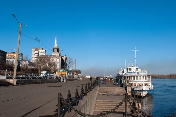 Puerto fluvial de Krasnoyarsk — Foto de Stock