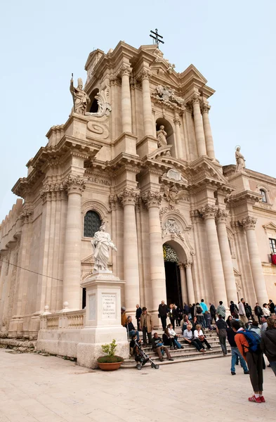 Katedry głównej Syrakuz na piazza del duomo — Zdjęcie stockowe