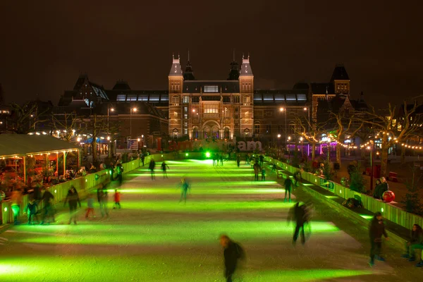 Vánoční bruslení, amsterdam — Stock fotografie