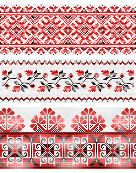 Collection of vegetative ornaments in the Ukrainian style — Stock Vector