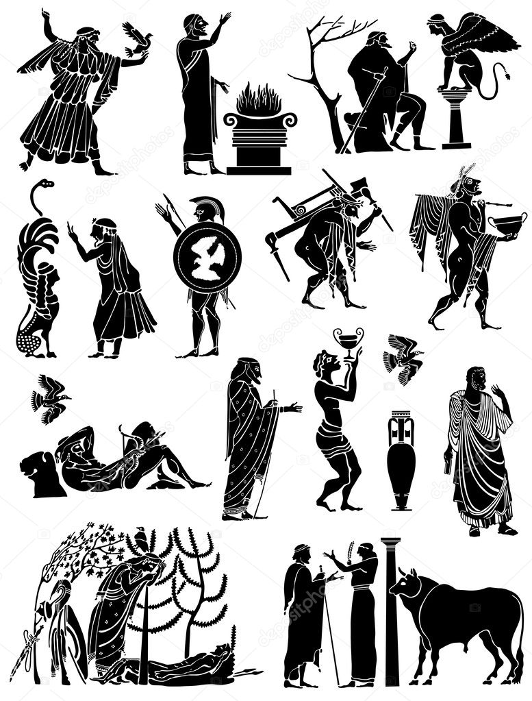 Big collection of icons in the Greek style