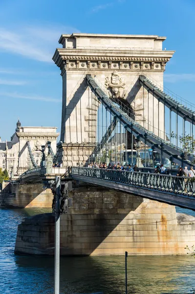 Budapest Hungría Octubre 2019 Vista Del Puente Cadena Sobre Río — Foto de Stock