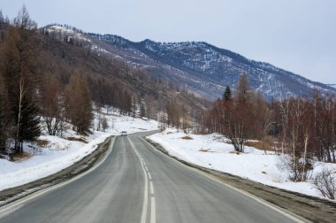 Altay dağlarının kışın manzarası, Sibirya, Rusya
