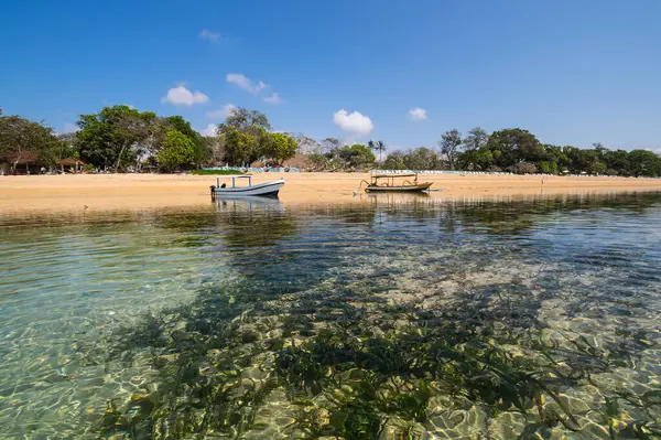 Indiai Óceán Partja Sanur Településen Bali Szigetén Indonéziában — Stock Fotó