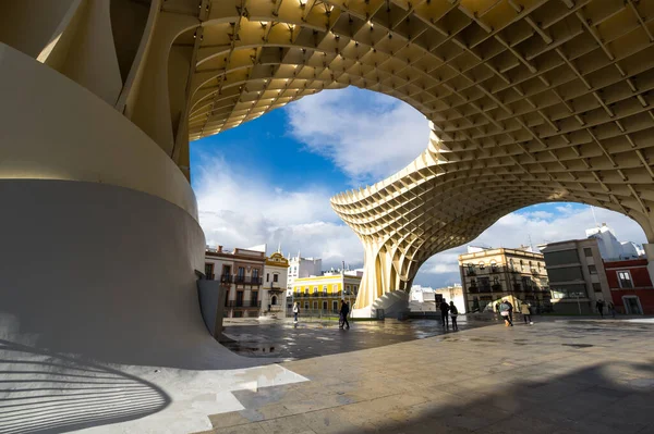 Seville Hiszpania Kwiecień 2019 Metropol Parasol Drewniana Budowla Położona Placu — Zdjęcie stockowe