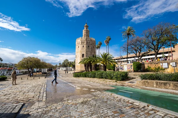 Seville Spanje April 2019 Torre Del Oro Historische Kalkstenen Toren — Stockfoto