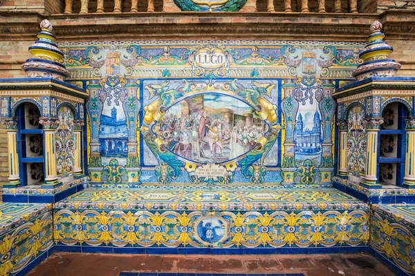 Seville Spain April 2019 Tiled Provincial Alcove Walls Plaza Espana — Stock Photo, Image