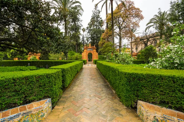 Vista Del Jardín Palacio Del Alcázar Sevilla España — Foto de Stock
