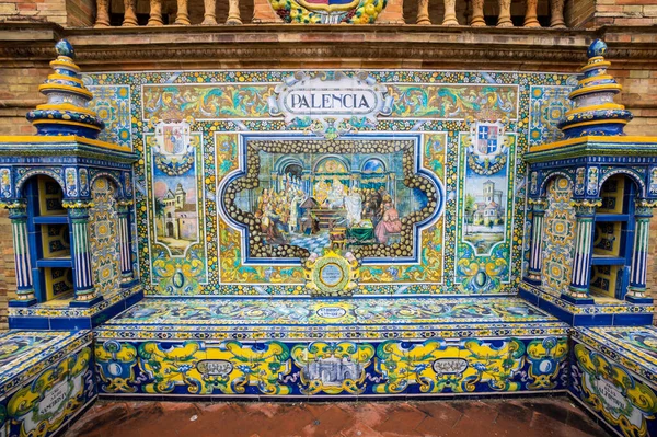 Seville Spain April 2019 Tiled Provincial Alcove Walls Plaza Espana Royalty Free Stock Photos