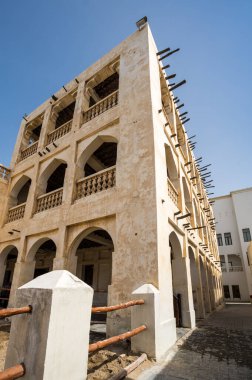 View of the street in Souq Waqif,  a marketplace (souq) in Doha, in the state of Qatar