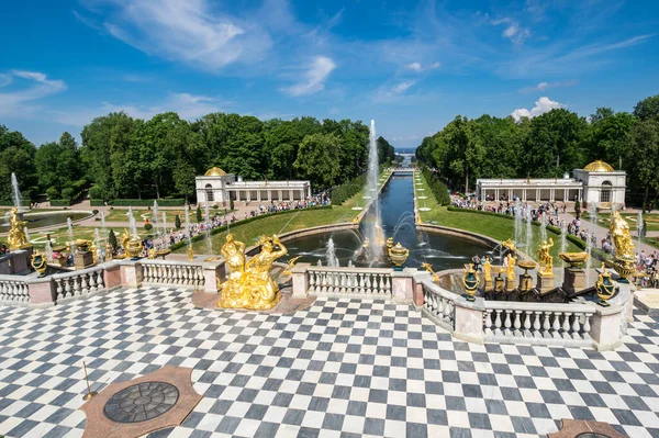 Saint Petersburg Russia June 2018 Fountains Grand Cascade Saint Petersburg — Stock Photo, Image