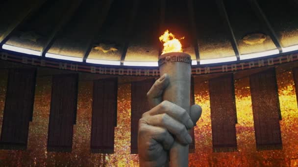 Die ewige Flamme im Pantheon der Herrlichkeit am historischen Gedenkkomplex, verkleinert 8k — Stockvideo