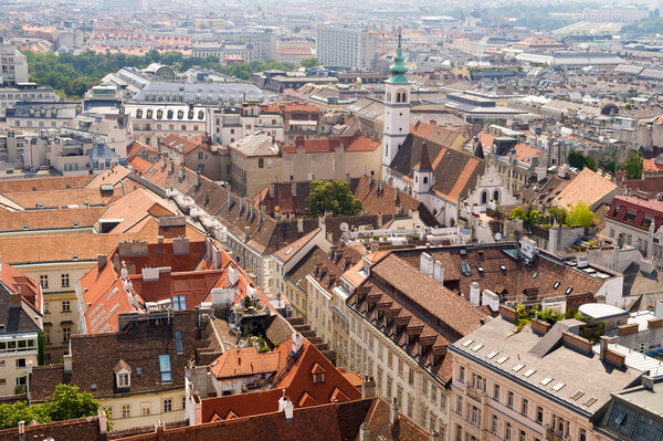 View of the Vienna rooftops from Stephansdom